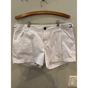 Athleta Organic Cotton Shortie Shorts White Adjustable Waist Women's 14 Hike